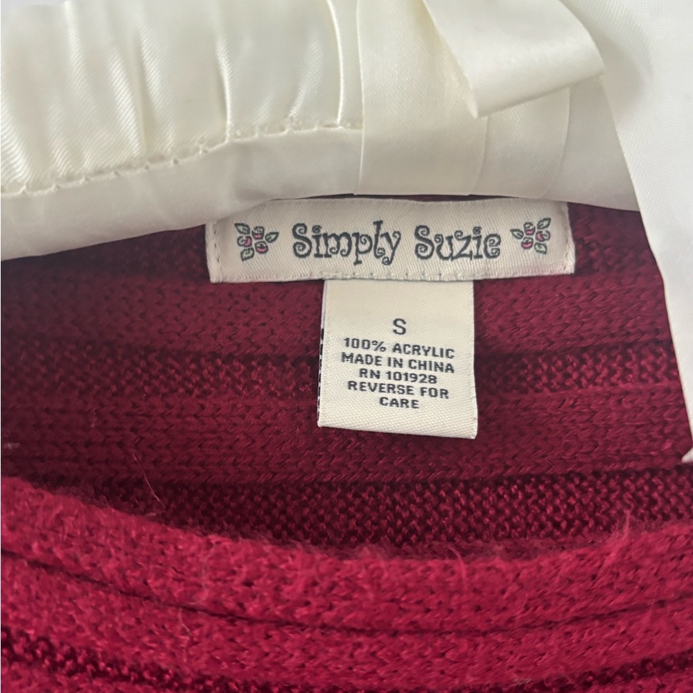Vintage Deep Red Burgundy Dolman Batwing Knit Sweater Striped Detail Y2K - Picture 5 of 8
